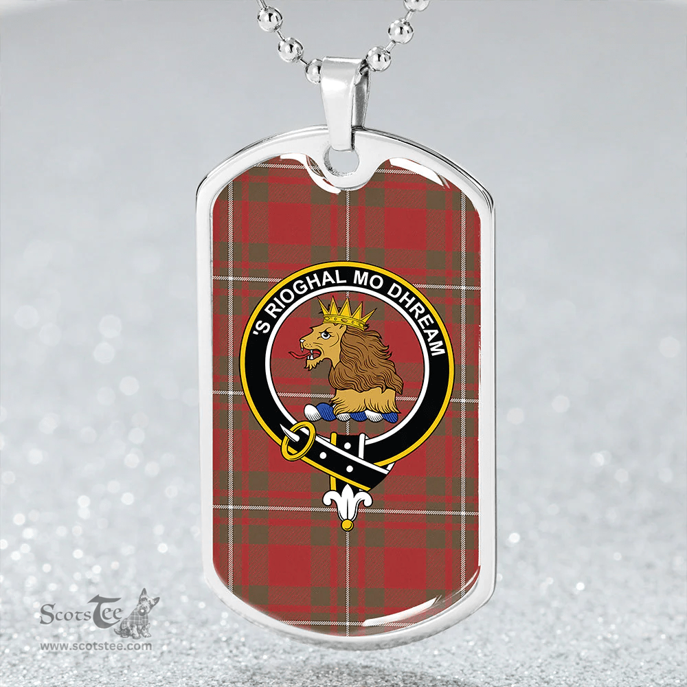ScottishPlaid MacGregor (Gregor) Weathered Clan Tartan Dog Tag Necklace - Crest Classic Scottish Plaid Tartan Plaid