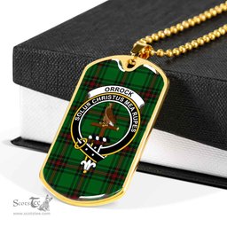 Scottish Orrock Clan Tartan Dog Tag Necklace - Crest Classic Scottish Plaid Tartan Plaid