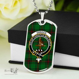 Scottish Orrock Clan Tartan Dog Tag Necklace - Crest Classic Scottish Plaid Tartan Plaid