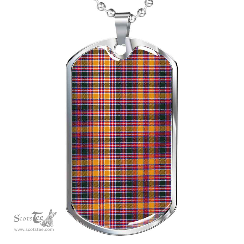 Scottish Jacobite Clan Tartan Dog Tag Necklace - Classic Scottish Plaid Tartan Plaid