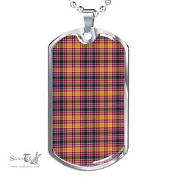 Scottish Jacobite Clan Tartan Dog Tag Necklace - Classic Scottish Plaid Tartan Plaid
