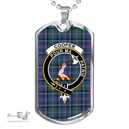 Scottish Cooper Clan Tartan Dog Tag Necklace - Crest Classic Scottish Plaid Tartan Plaid