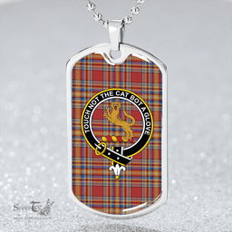 ScottishPlaid MacGlashan Breacan Glas Ancient Clan Tartan Dog Tag Necklace - Crest Classic Scottish Plaid Tartan Plaid