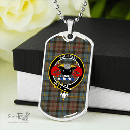 ScottishPlaid MacLeod of Skeabost Weathered Clan Tartan Dog Tag Necklace - Crest Classic Scottish Plaid Tartan Plaid