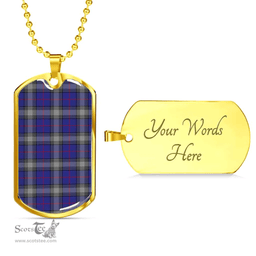 Scottish Kinnaird Clan Tartan Dog Tag Necklace - Classic Scottish Plaid Tartan Plaid