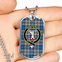 ScottishPlaid Napier Ancient Clan Tartan Dog Tag Necklace - Crest Classic Scottish Plaid Tartan Plaid
