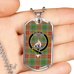 ScottishPlaid Muirhead Ancient Clan Tartan Dog Tag Necklace - Crest Classic Scottish Plaid Tartan Plaid