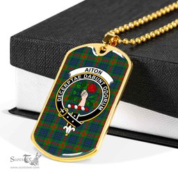 Scottish Aiton Clan Tartan Dog Tag Necklace - Crest Classic Scottish Plaid Tartan Plaid