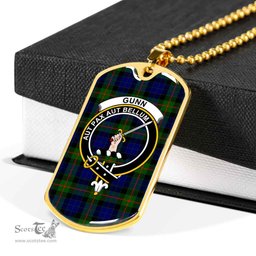Scottish Gunn Clan Tartan Dog Tag Necklace - Crest Classic Scottish Plaid Tartan Plaid