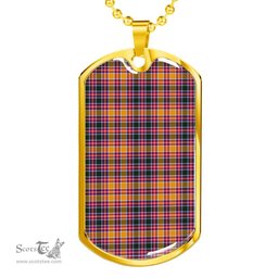 Scottish Jacobite Clan Tartan Dog Tag Necklace - Classic Scottish Plaid Tartan Plaid