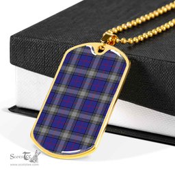 Scottish Kinnaird Clan Tartan Dog Tag Necklace - Classic Scottish Plaid Tartan Plaid