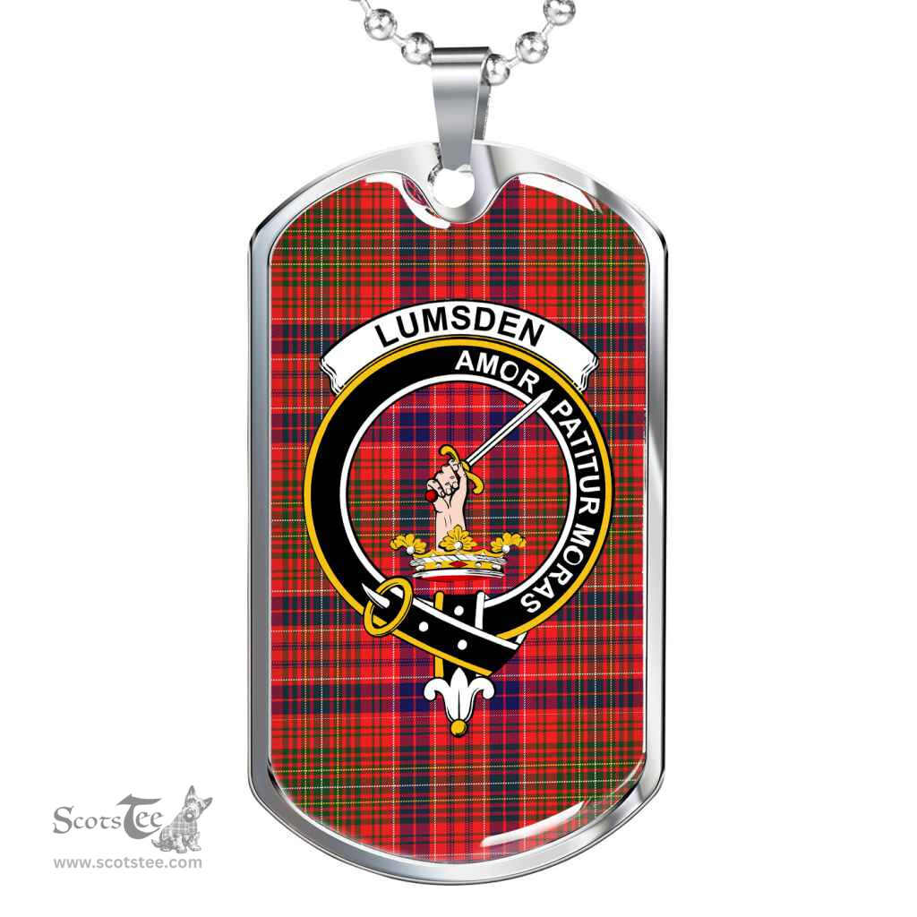 Scottish Lumsden Clan Tartan Dog Tag Necklace - Crest Classic Scottish Plaid Tartan Plaid