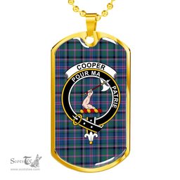 Scottish Cooper Clan Tartan Dog Tag Necklace - Crest Classic Scottish Plaid Tartan Plaid