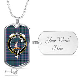 Scottish Cooper Clan Tartan Dog Tag Necklace - Crest Classic Scottish Plaid Tartan Plaid