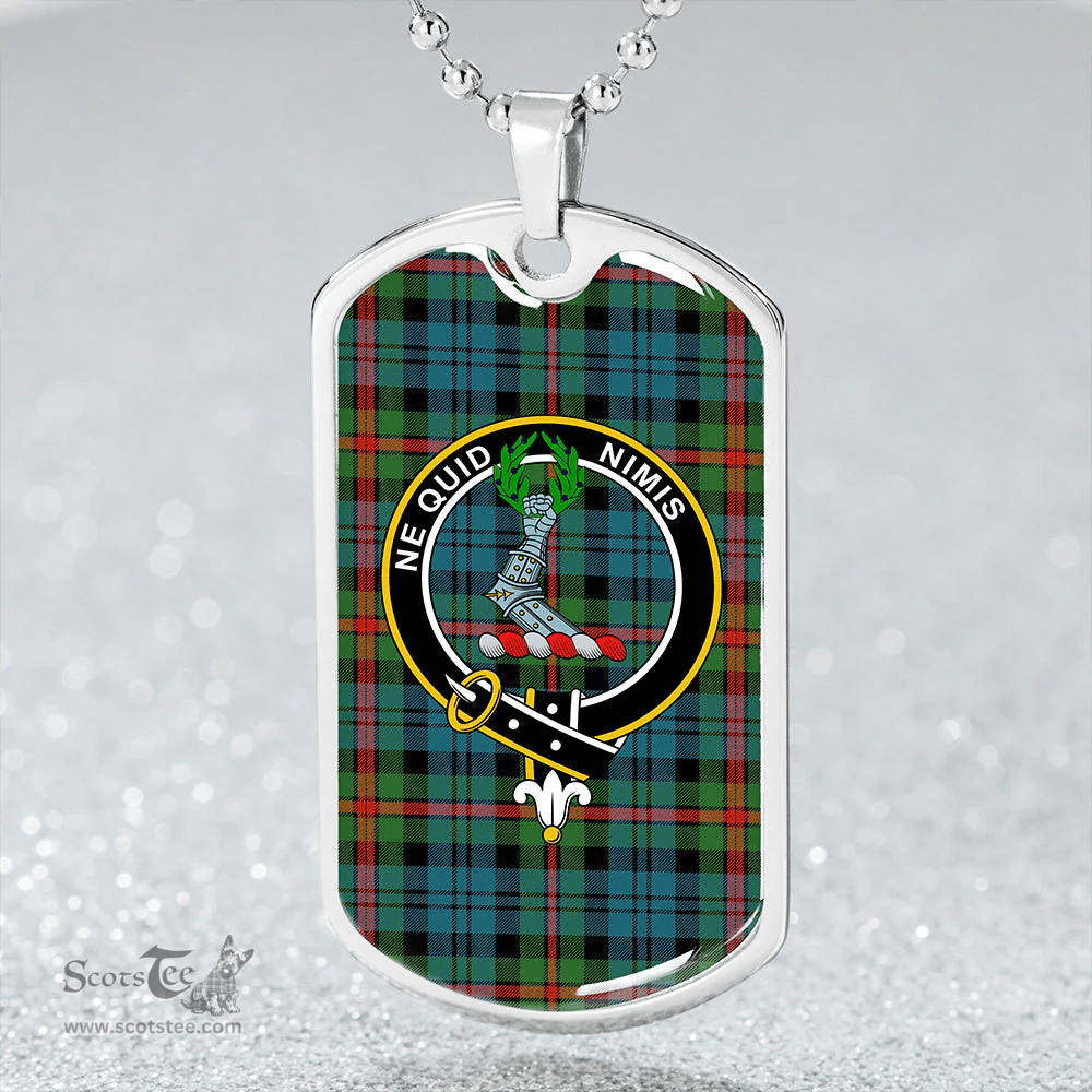 ScottishPlaid MacKinlay Ancient Clan Tartan Dog Tag Necklace - Crest Classic Scottish Plaid Tartan Plaid