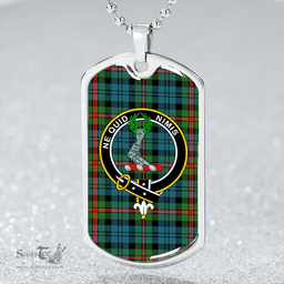 ScottishPlaid MacKinlay Ancient Clan Tartan Dog Tag Necklace - Crest Classic Scottish Plaid Tartan Plaid