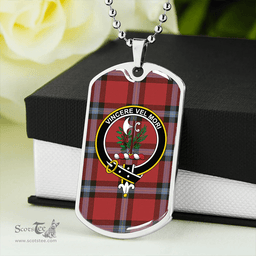 ScottishPlaid MacLaine of LochBuie (Cockburn) (MacLaine of LochBuie) Weathered Clan Tartan Dog Tag Necklace - Crest Classic Scottish Plaid Tartan Plaid