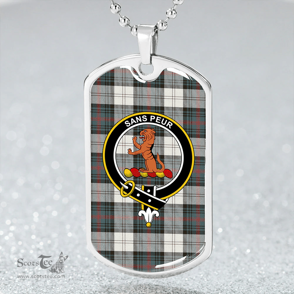 ScottishPlaid Sutherland Dress #2 Weathered Clan Tartan Dog Tag Necklace - Crest Classic Scottish Plaid Tartan Plaid