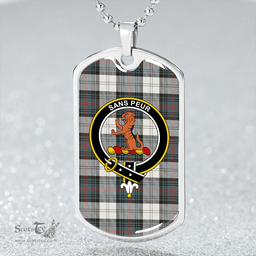 ScottishPlaid Sutherland Dress #2 Weathered Clan Tartan Dog Tag Necklace - Crest Classic Scottish Plaid Tartan Plaid