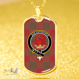 ScottishPlaid Moncrieffe Weathered Clan Tartan Dog Tag Necklace - Crest Classic Scottish Plaid Tartan Plaid