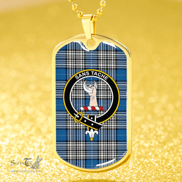 ScottishPlaid Napier Ancient Clan Tartan Dog Tag Necklace - Crest Classic Scottish Plaid Tartan Plaid