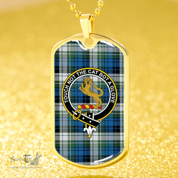 ScottishPlaid MacGlashan Original Colours Ancient Clan Tartan Dog Tag Necklace - Crest Classic Scottish Plaid Tartan Plaid