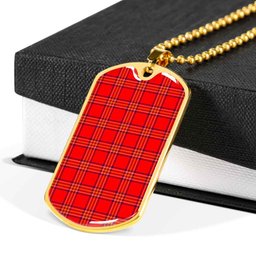 Scottish Burnett Modern Clan Tartan Dog Tag Necklace - Classic Scottish Plaid Tartan Plaid