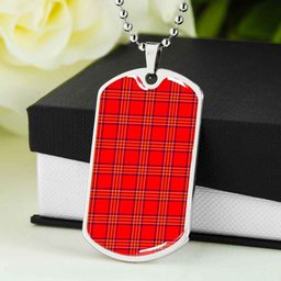 Scottish Burnett Modern Clan Tartan Dog Tag Necklace - Classic Scottish Plaid Tartan Plaid