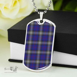 Scottish Kinnaird Clan Tartan Dog Tag Necklace - Classic Scottish Plaid Tartan Plaid