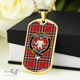 ScottishPlaid MacFarlane Red Modern Clan Tartan Dog Tag Necklace - Crest Classic Scottish Plaid Tartan Plaid