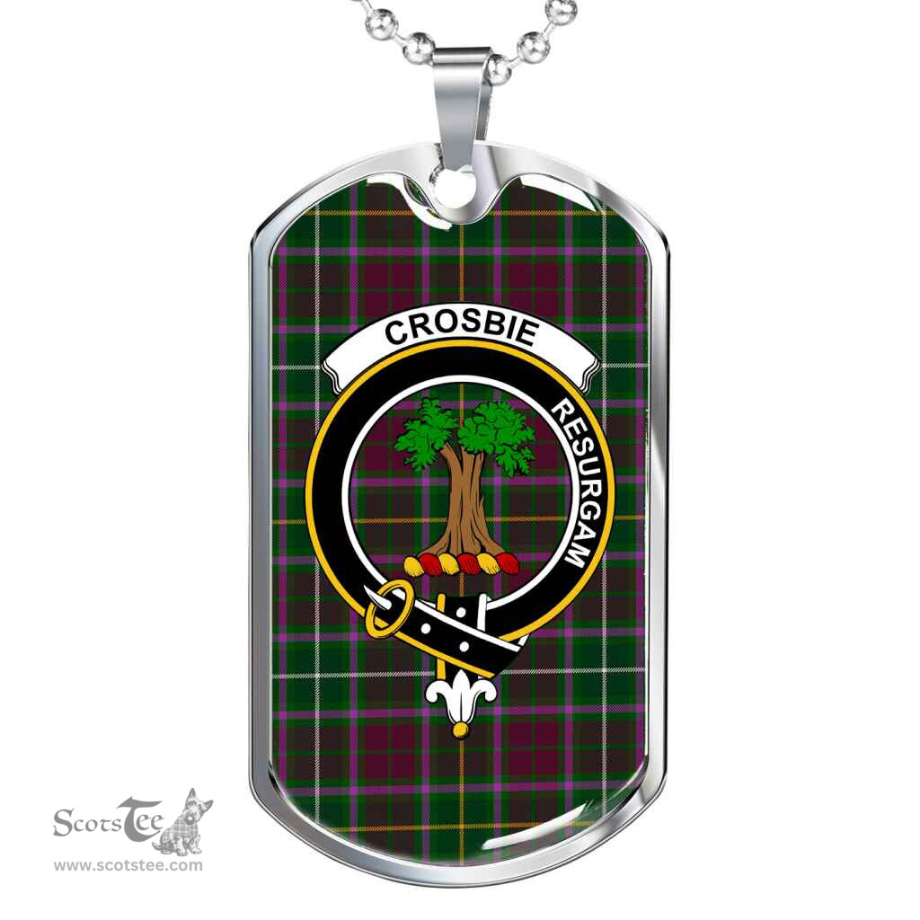 Scottish Crosbie Clan Tartan Dog Tag Necklace - Crest Classic Scottish Plaid Tartan Plaid