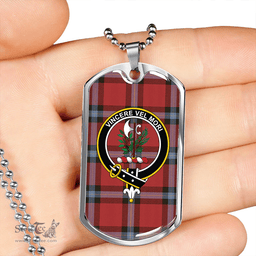 ScottishPlaid MacLaine of LochBuie (Cockburn) (MacLaine of LochBuie) Weathered Clan Tartan Dog Tag Necklace - Crest Classic Scottish Plaid Tartan Plaid