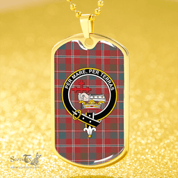ScottishPlaid MacDonald of Glenaladale #2 (Donald Glenfinnan) Weathered Clan Tartan Dog Tag Necklace - Crest Classic Scottish Plaid Tartan Plaid