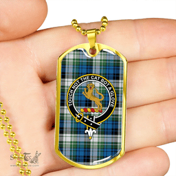 ScottishPlaid MacGlashan Original Colours Ancient Clan Tartan Dog Tag Necklace - Crest Classic Scottish Plaid Tartan Plaid