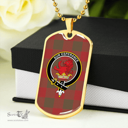 ScottishPlaid Moncrieffe Weathered Clan Tartan Dog Tag Necklace - Crest Classic Scottish Plaid Tartan Plaid