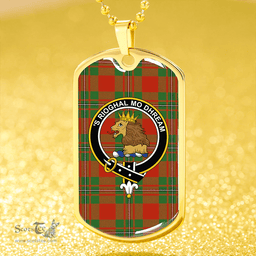 ScottishPlaid MacGregor of Cardney (Gregor of Cardney) Ancient Clan Tartan Dog Tag Necklace - Crest Classic Scottish Plaid Tartan Plaid