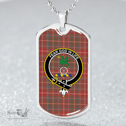 ScottishPlaid Somerville # 2 Weathered Clan Tartan Dog Tag Necklace - Crest Classic Scottish Plaid Tartan Plaid