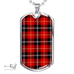Scottish Marjoribanks Clan Tartan Dog Tag Necklace - Classic Scottish Plaid Tartan Plaid