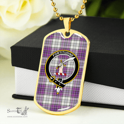 ScottishPlaid MacRae Purple Dress Ancient Clan Tartan Dog Tag Necklace - Crest Classic Scottish Plaid Tartan Plaid