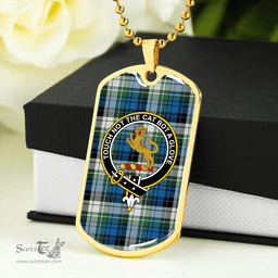 ScottishPlaid MacGlashan Original Colours Ancient Clan Tartan Dog Tag Necklace - Crest Classic Scottish Plaid Tartan Plaid