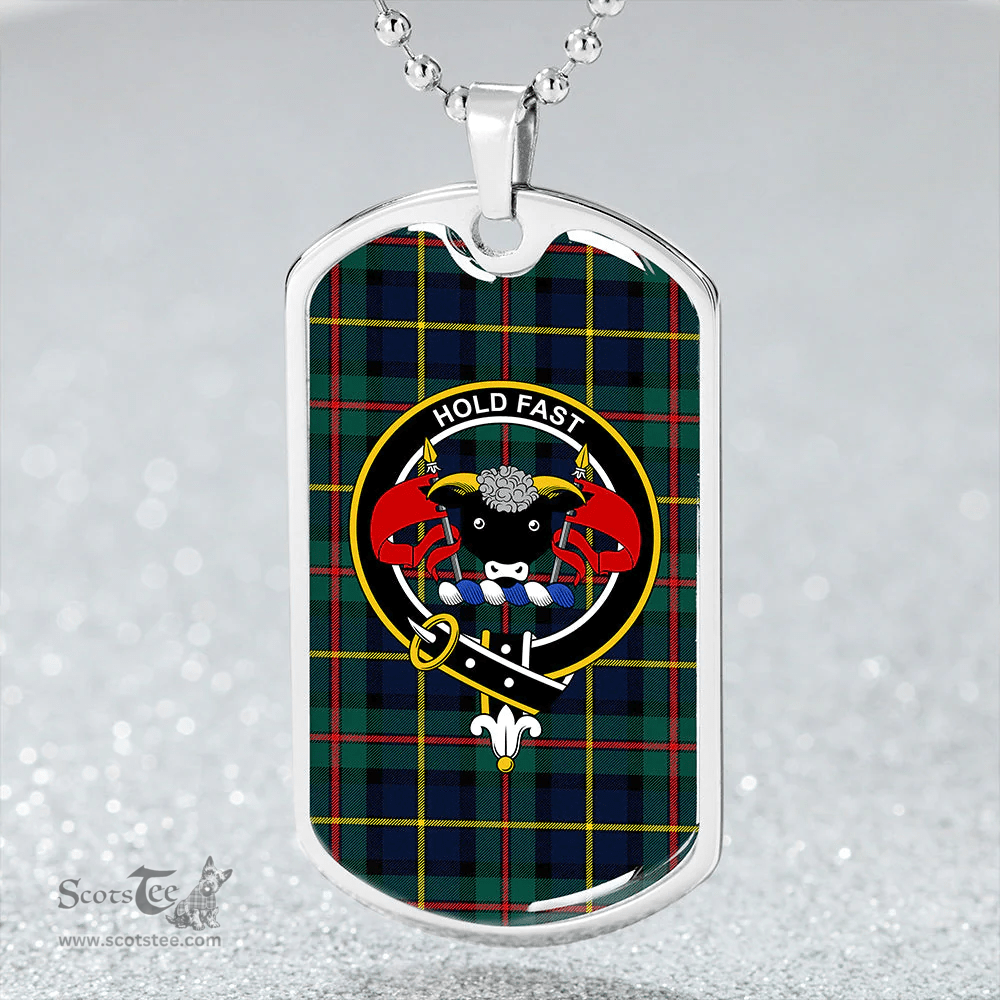 ScottishPlaid MacLeod of Harris (MacLeod Hunting) Modern Clan Tartan Dog Tag Necklace - Crest Classic Scottish Plaid Tartan Plaid