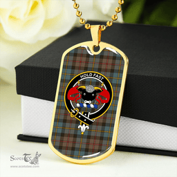 ScottishPlaid MacLeod of Skeabost Weathered Clan Tartan Dog Tag Necklace - Crest Classic Scottish Plaid Tartan Plaid