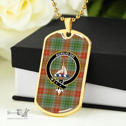 ScottishPlaid Muirhead Ancient Clan Tartan Dog Tag Necklace - Crest Classic Scottish Plaid Tartan Plaid