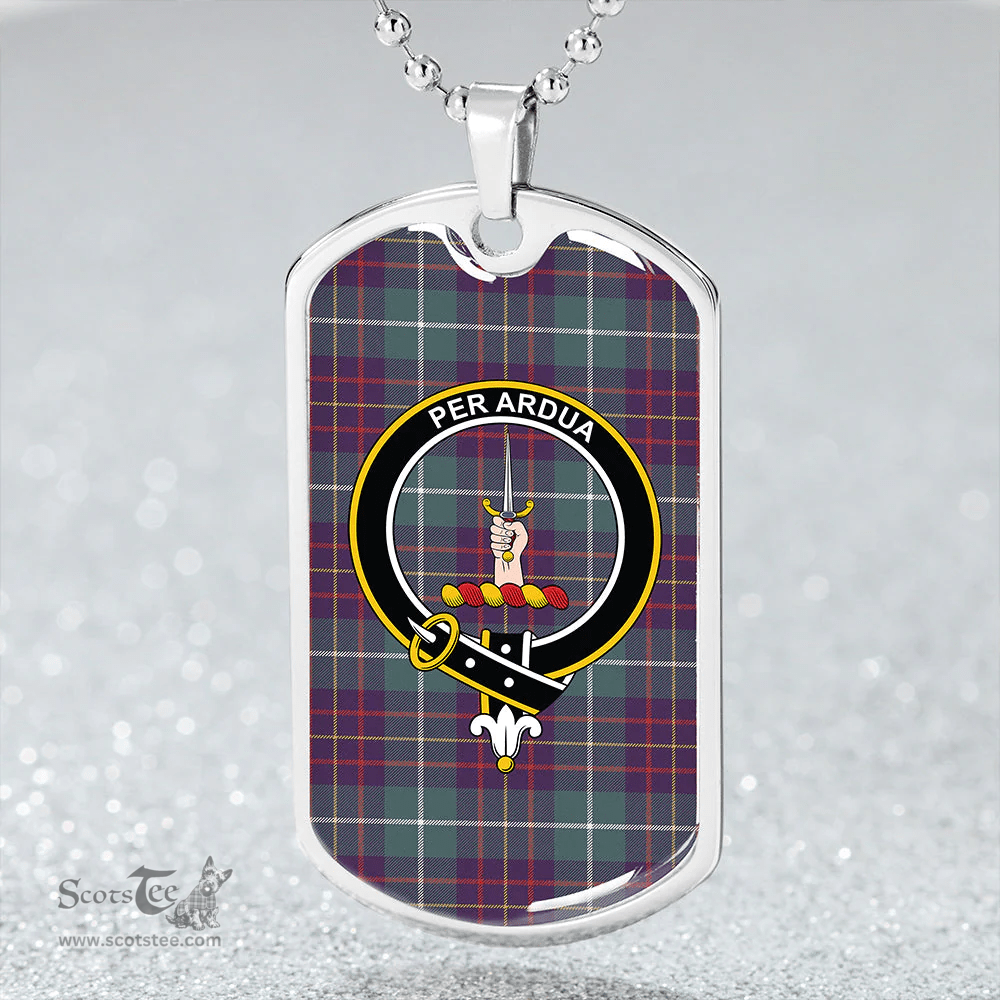 ScottishPlaid MacIntyre #3 Weathered Clan Tartan Dog Tag Necklace - Crest Classic Scottish Plaid Tartan Plaid
