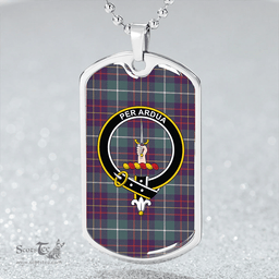ScottishPlaid MacIntyre #3 Weathered Clan Tartan Dog Tag Necklace - Crest Classic Scottish Plaid Tartan Plaid
