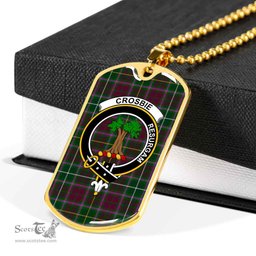 Scottish Crosbie Clan Tartan Dog Tag Necklace - Crest Classic Scottish Plaid Tartan Plaid