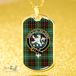 ScottishPlaid Inglis Ancient Clan Tartan Dog Tag Necklace - Crest Classic Scottish Plaid Tartan Plaid