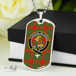 ScottishPlaid MacGregor of Cardney (Gregor of Cardney) Ancient Clan Tartan Dog Tag Necklace - Crest Classic Scottish Plaid Tartan Plaid