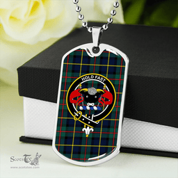 ScottishPlaid MacLeod of Harris (MacLeod Hunting) Modern Clan Tartan Dog Tag Necklace - Crest Classic Scottish Plaid Tartan Plaid