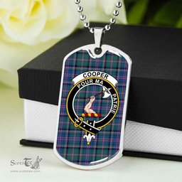Scottish Cooper Clan Tartan Dog Tag Necklace - Crest Classic Scottish Plaid Tartan Plaid